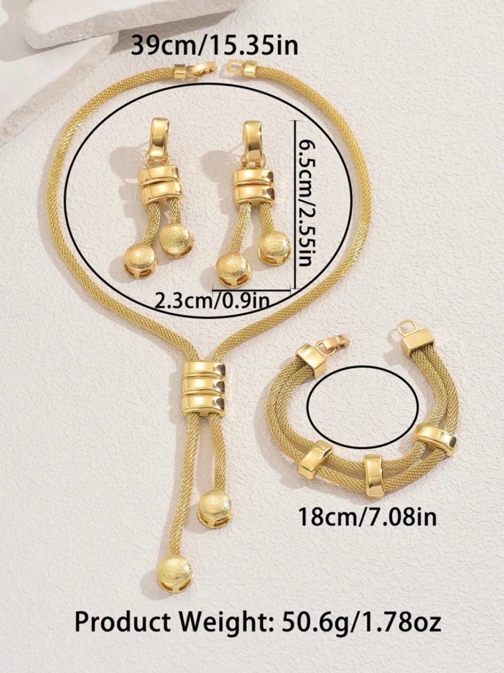 Gold Rope Lariat Necklace, Bracelet, Earring Set - NWOT - Picture 4 of 5